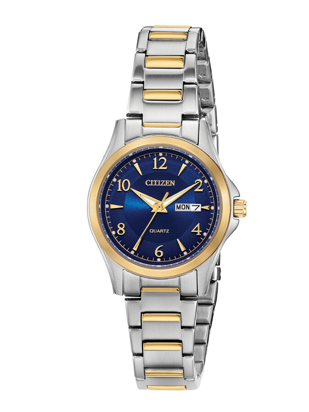 Citizen TwoTone Gold And Silver Bracelet Watch With Blue Dial